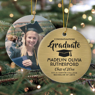 Décoration En Céramique Félicitations de graduation photo brossé noir et o