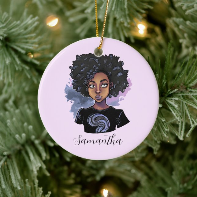 Décoration En Céramique Femme afro-américaine pétillante (Arbre)