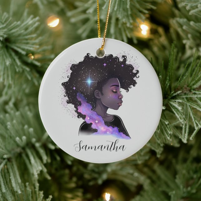 Décoration En Céramique Femme Afro-étincelante (Arbre)