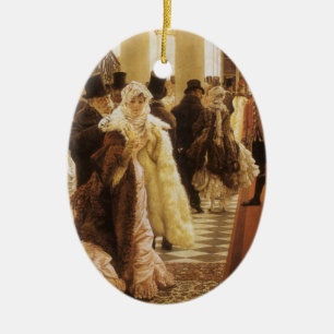 Décoration En Céramique Femme de Mode par Tissot, Art Victorien Ancien