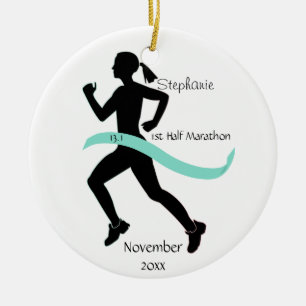 Décoration En Céramique Femme Demi-Marathon Runner Ornament Turquoise