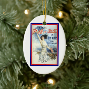 Décoration En Céramique Femme patriotique vintage avec affiche d'art du dr