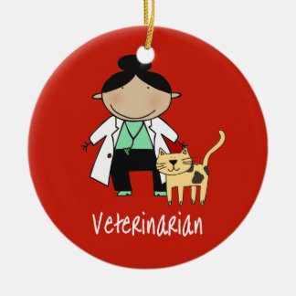 Décoration En Céramique Femme vétérinaire avec le chat personnalisé