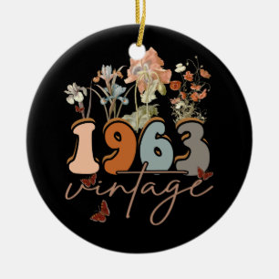 Décoration En Céramique Femmes 60 ans Vintage 1963 60e anniversaire Tee