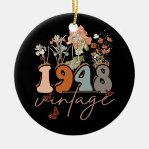 Décoration En Céramique Femmes 75 ans Vintage 1948 75e anniversaire Tee
