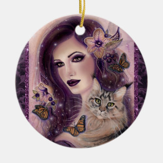 Décoration En Céramique Femmes fantastiques avec chat par Renee Lavoie 
