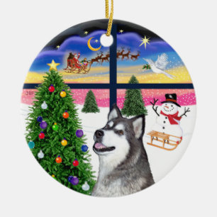 Décoration En Céramique Fenêtre de Noël - Malamute en Alaska