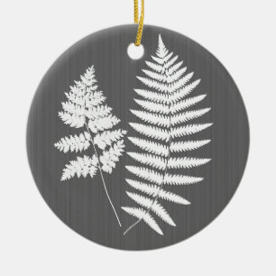 Décoration En Céramique Ferme de bois blanc sur gris de charbon / gris