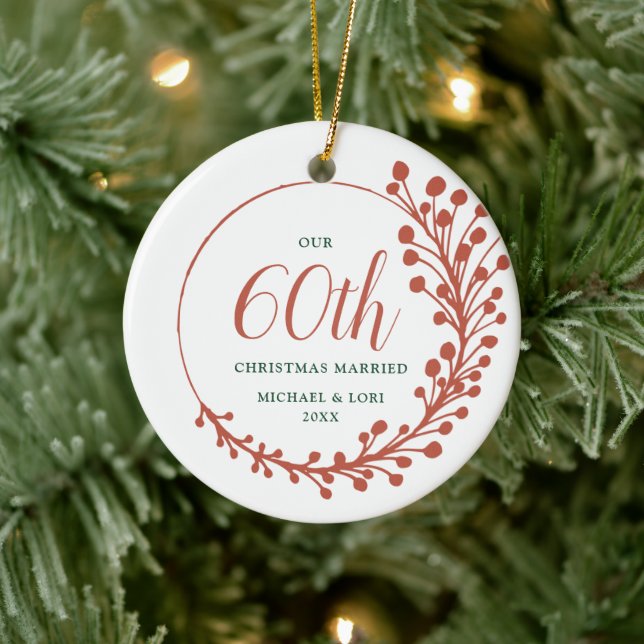 Décoration En Céramique Fern Wreath Personnalisée 60e Noël Marié (Arbre)
