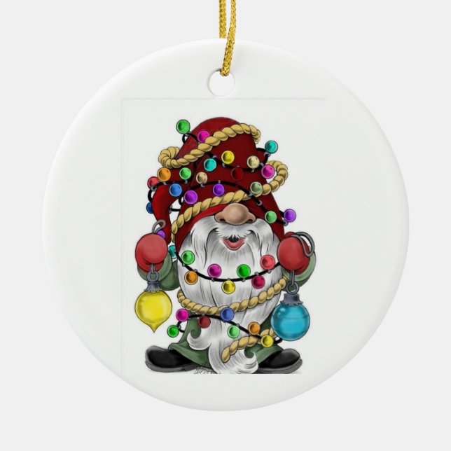 DÉCORATION EN CÉRAMIQUE "FESTIVE CHRISTMAS GNOME" ORNAMENT ET CADEAU (Devant)