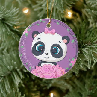 Décoration En Céramique Fête de la petite fille. Animal mignon pourpre