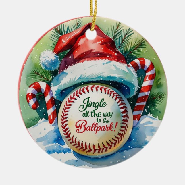 Décoration En Céramique Fête de Noël du baseball (Devant)