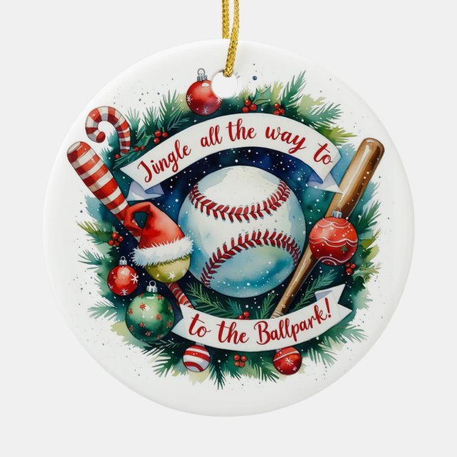 Décoration En Céramique Fête de Noël du baseball (Devant)
