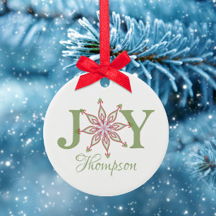 Décoration En Céramique Fête de Noël Red Green Joy Typographie