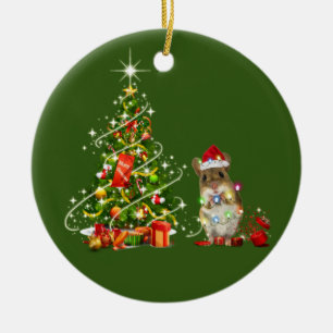 Décoration En Céramique Fête de souris avec lumières Casquettes