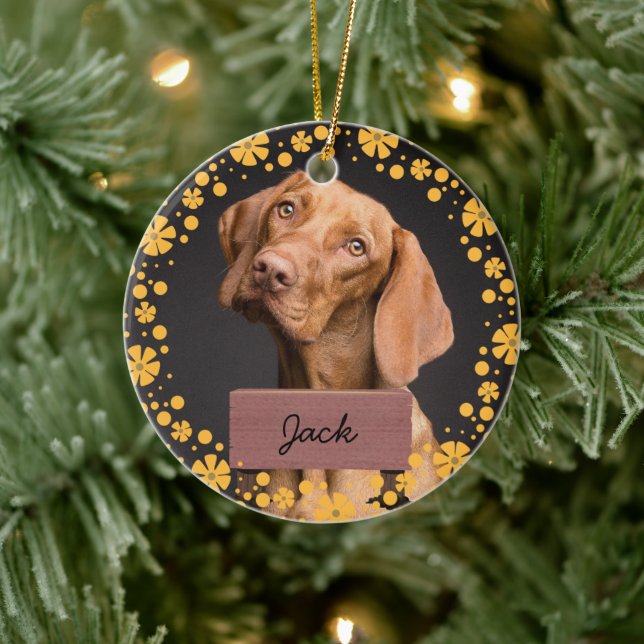 Décoration En Céramique fêtes fleur Noël Custom Chien Photo (Arbre)