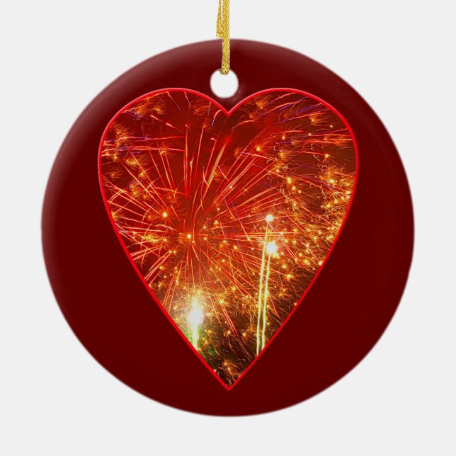 Décoration En Céramique Feu de coeur rouge (Dos)