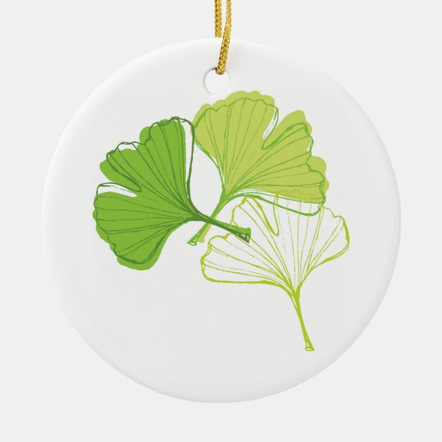 Décoration En Céramique Feuille de Ginkgo (Devant)