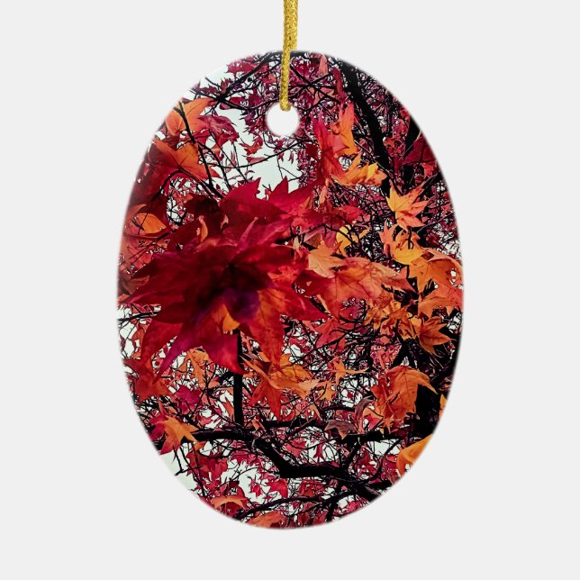 Décoration En Céramique Feuille rouge et orange (Devant)