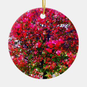 Décoration En Céramique Feuilles d'automne rose impressionniste