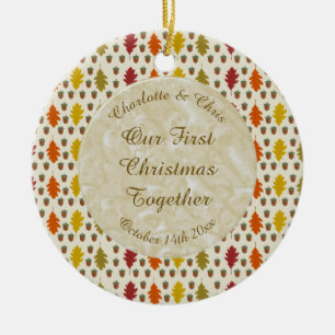 Décoration En Céramique Feuilles de chêne et Acorns Automne Mariage d'auto