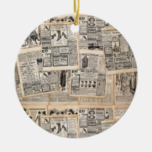 Décoration En Céramique Feuilles de publicité de journaux anciens Découpag