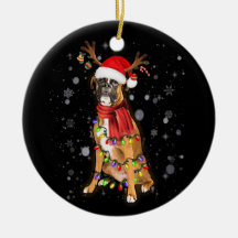 Feux de Noël Chien de boxe avec renne de corne
