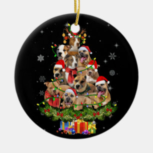 Décoration En Céramique Feux de Noël Pitbull Santa Hat Tree Pitbull