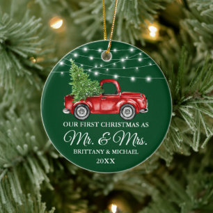 Décoration En Céramique Feux vintages de camion Premier Noël M et Mme