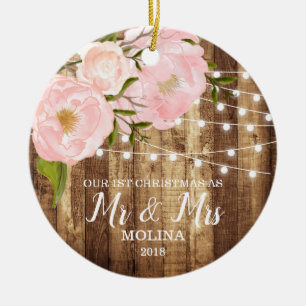 Décoration En Céramique Fibre de bois rustique et M. floral rose Mme