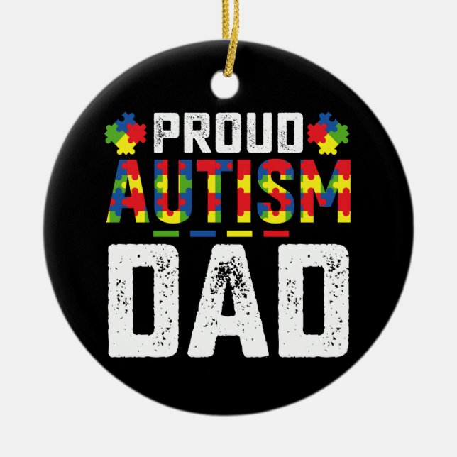 Décoration En Céramique Fière Autisme Papa Sensibilisation Famille Autiste (Devant)