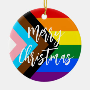 Décoration En Céramique Fierté de progrès LGBT Arc-en-ciel Noël personnali