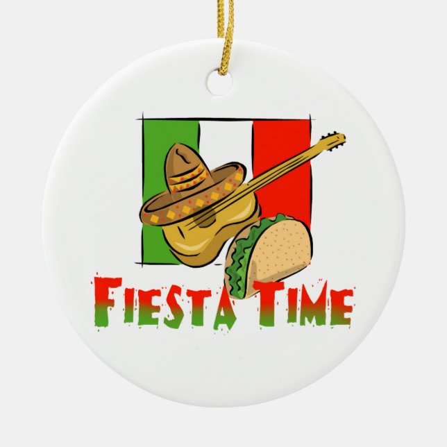 Décoration En Céramique Fiesta Time Taco, Sombrero, Guitare (Devant)