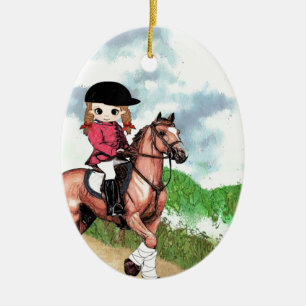 Décoration En Céramique Fille anglaise d'équitation