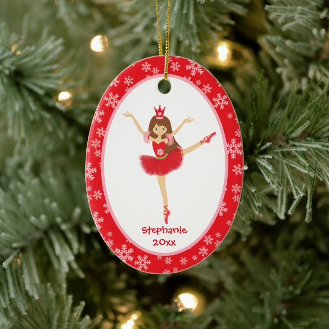 Décoration En Céramique Fille Ballerina Rouge Noël personnalisé (Arbre)