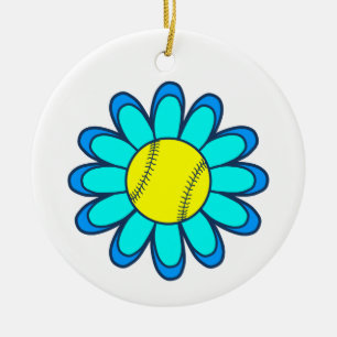 Décoration En Céramique Fille bleue du base-ball