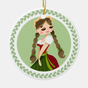 Décoration En Céramique Fille dans le Dirndl