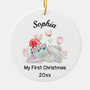 Décoration En Céramique Fille de bébé personnalisée Mon premier Noël 2023