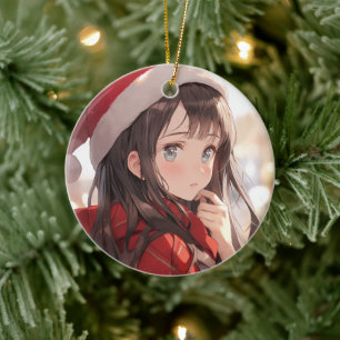 Décoration En Céramique Fille de Noël Anime