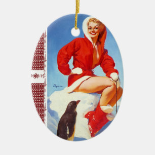 Décoration En Céramique Fille de Noël rétro Vintage