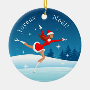 Décoration En Céramique Fille de patinage artistique joyeux Noël Ornament