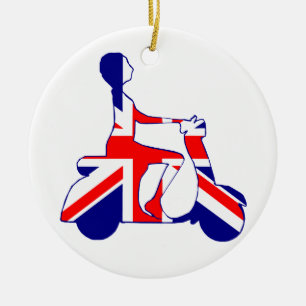Décoration En Céramique Fille de scooter d'Union Jack