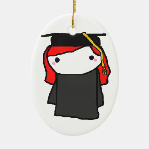 Décoration En Céramique Fille d'obtention du diplôme de bande dessinée