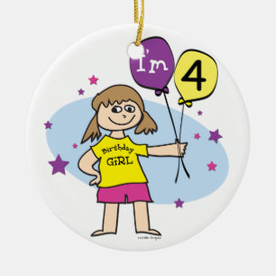Décoration En Céramique Fille du 4e anniversaire
