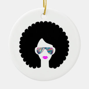 Décoration En Céramique fille hologram afro