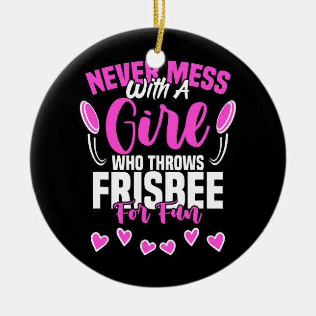 Décoration En Céramique Fille lance Frisbee Disque Golf Sport Ultimate (Devant)