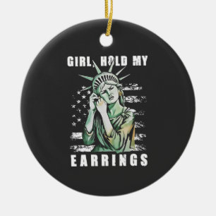 Décoration En Céramique Fille, Tenez Mes Boucles D'Oreilles Statut Liberté