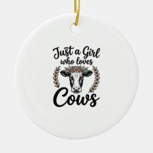 Décoration En Céramique Fille Vintage Qui Aime Les Vaches Fleur Cow Chemis