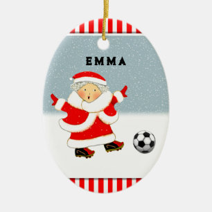 Décoration En Céramique Filles Football Noël Collectif