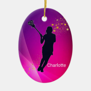Décoration En Céramique Filles Lacrosse Dominant Défenseur Ornament